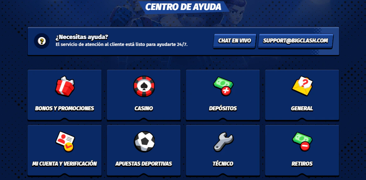 Atención al cliente de bigclash
